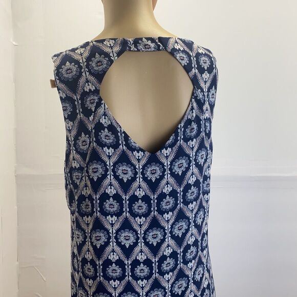 Pink Republic Women’s Sleeveless Navy Print Mini Dress Size Large Pre Owned - Picture 3 of 15